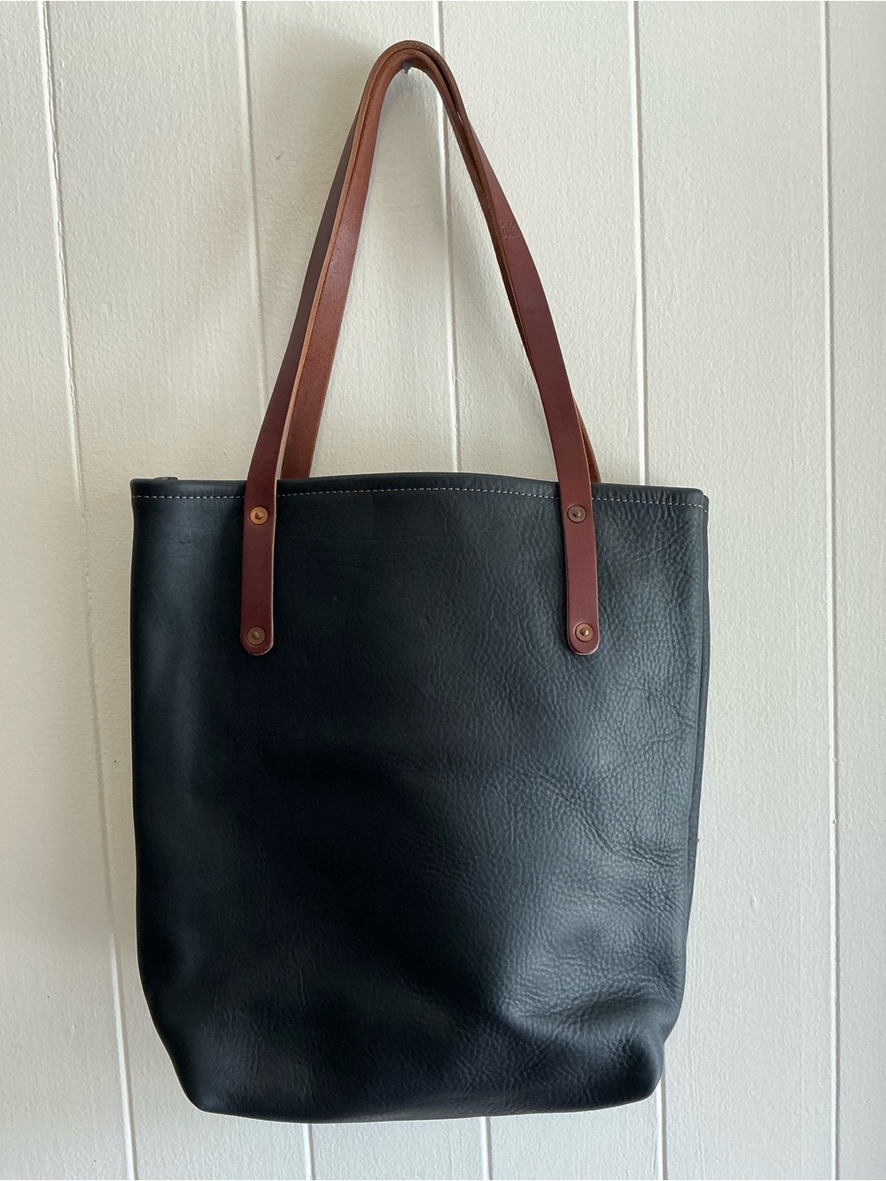 Rare Go Forth Goods Avery Handmade Leather Black Handbag Tote Bag